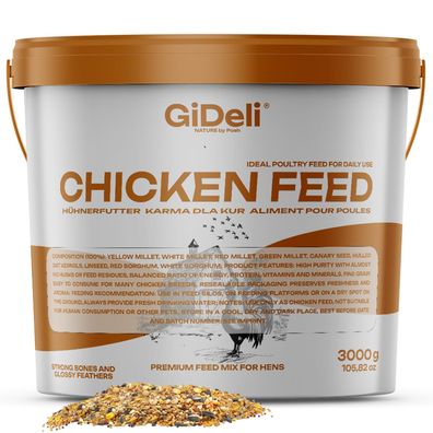 Hühnerfutter 3kg Legemehl Alleinfutter Legeleistung Gentechnikfrei GiDeli