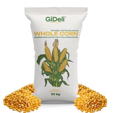 Maiskörner 10kg Futtermais Gelb Ganze Körner Hühner Enten Pferde Tauben GiDeli