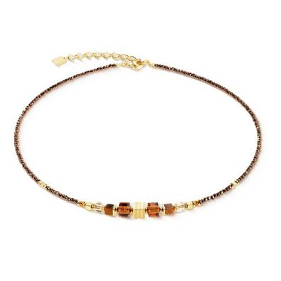Collier - Edelstahl gold - Tigerauge & Hämatit