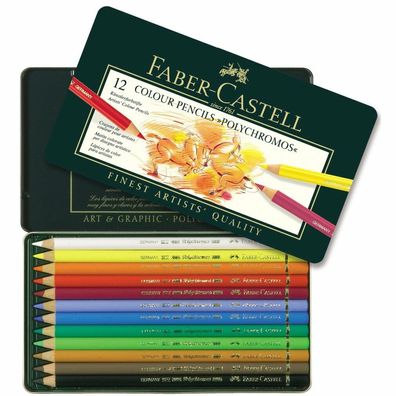 Faber-Castell Buntstifte Polychromos 12-farbig sortiert Metalletui