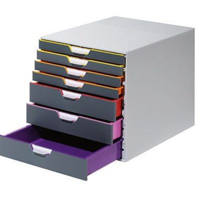 Durable Schubladenbox Varicolor 7607-27 grau/bunt 7 Schubladen geschlossen