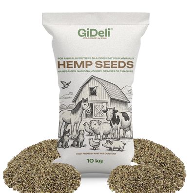 Hanfsamen 10kg Ungeschält Protein Vogelfutter Wildvögel Pferde Geflügel GiDeli