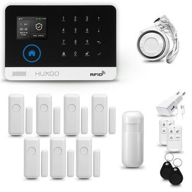 Funk Alarmanlage Set WiFi+GSM 4G mit Sirene | Alarm System mit 7x Tür- Fenstersensor
