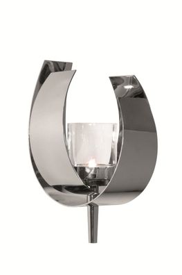 Fink AMALIA, Wandleuchter, Glas, glatt, silberfarben, L. 19 cm, B. 22 cm, H. 30