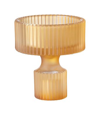 Fink TIVO, Teelichthalter, Kerzenleuchter, Glas, matt, Amber, L. 8 cm, B. 8 cm,