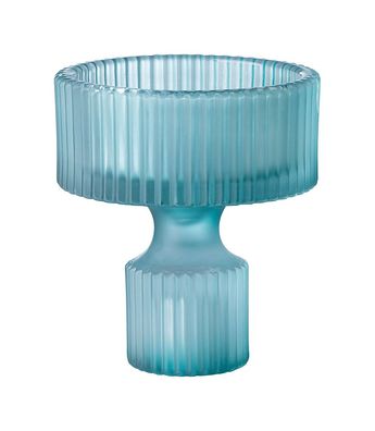 Fink TIVO, Teelichthalter, Kerzenleuchter, Glas, matt, türkis, L. 8 cm, B. 8 cm,