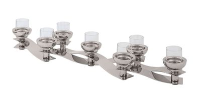Fink PAREO, Leuchter, 7-flammig, Glas, glatt, silberfarben, L. 31 cm, B. 42 cm,