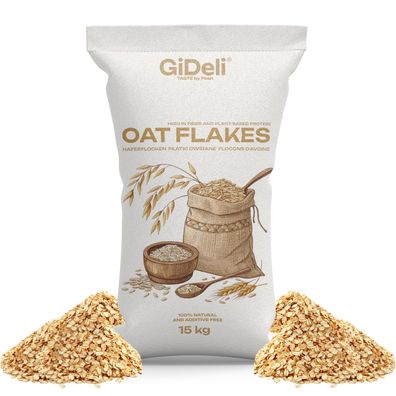 Haferflocken 15kg Zart Naturrein Müsli Porridge Backen Tierfutter Vegan GiDeli