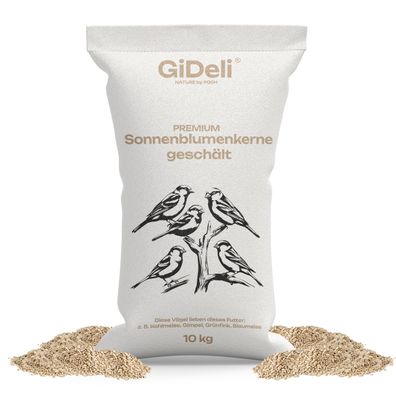 Sonnenblumenkerne 10kg Geschält Natur Vogelfutter Wildvögel Winterfutter GiDeli