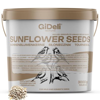 Sonnenblumenkerne 3kg Geschält Natur Vogelfutter Wildvögel Winterfutter GiDeli