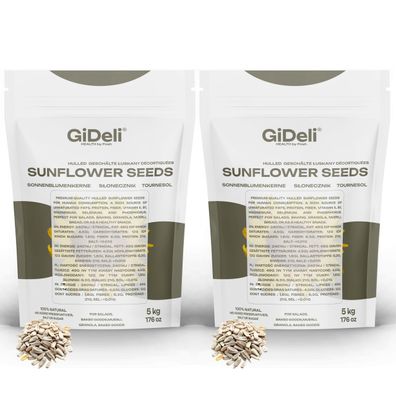 Sonnenblumenkerne 10kg Geschält Roh Vegan Natur Proteinreich Snack Backen GiDeli