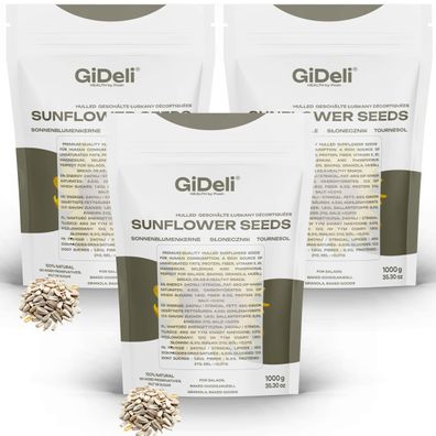 Sonnenblumenkerne 3kg Geschält Roh Vegan Natur Proteinreich Snack Backen GiDeli