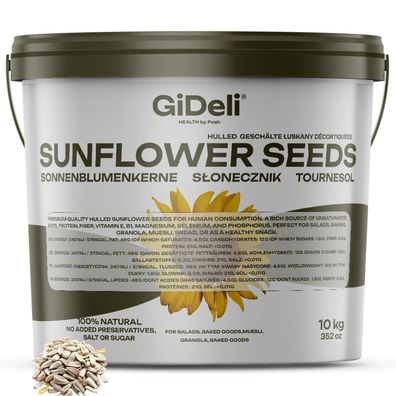 Sonnenblumenkerne 10kg Geschält Roh Vegan Natur Proteinreich Snack Backen GiDeli