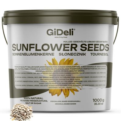 Sonnenblumenkerne 1kg Geschält Roh Vegan Natur Proteinreich Snack Backen GiDeli
