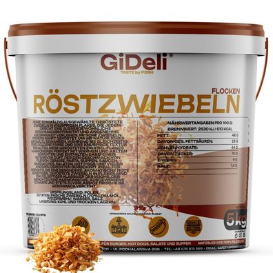 Röstzwiebeln 5kg Knusprig Geröstet Zwiebeln Burger Hot Dog Pommes Gewürz GiDeli