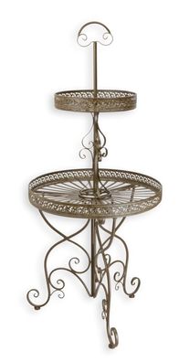 Grosse Etagere aus Eisen 2-stufig braun Replikat Retro Design Dekoration