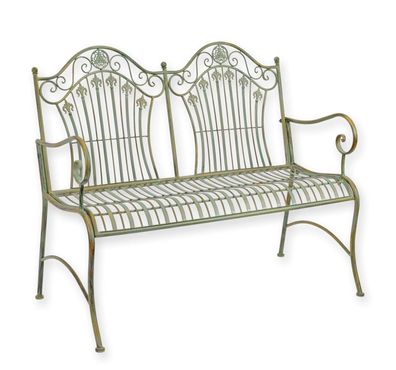 Gartenbank aus Eisen – rötlich-grün Replikat Retro Design Dekoration