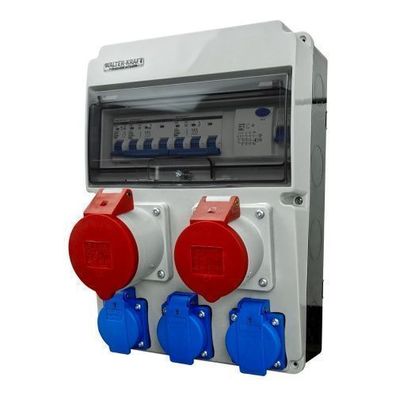 Baustromverteiler 32A 16A 3x230V LS-Schalter und FI-Schalter Stromverteiler Steckdose