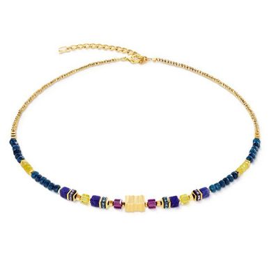 Collier - Edelstahl gold - Jade & Sodalith lila