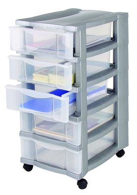 Jelenia Plast Rollcontainer 5 Schubladen Bürocontainer 100% recycelbarem