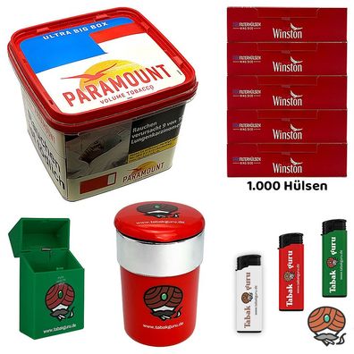 Paramount Volumentabak Ultra Big Box 530g, Winston Hülsen Autoascher Feuerz. Box