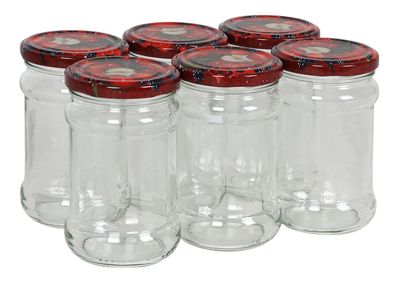 Einmachgläser 6er-Set 315ml Marmeladengläser Vorratsglas Schraubdeckel Früchte