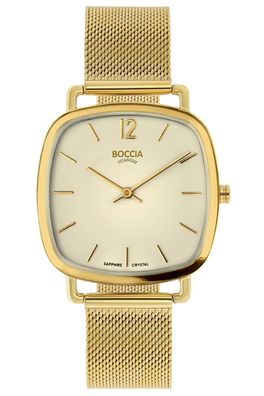 Boccia Damenuhr mit Mesh-Armband goldfarben 3334-07