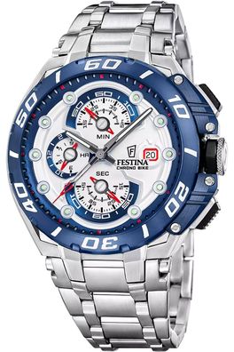 Festina Herrenuhr Chronograph Chrono Bike Stahl/Blau F20754/1