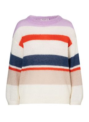 Damen Rundhals Pullover Mohair Alpaka Ringel