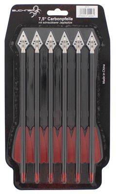 Carbonpfeile 7,5'' mit Jagdspitze im 6er Pack
