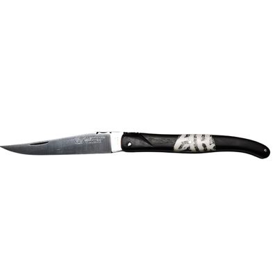 Laguiole Village Taschenmesser mit 12 cm Ebenholzgiff und Koralleneinlage