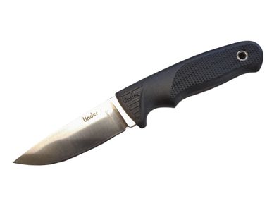 Linder Super Edge 1 aus ATS 34 Stahl mit Lederscheide, schwarz