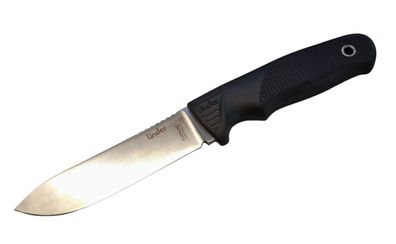 Linder Super Edge 2 feststehendes Messer aus ATS 34 Stahl, Lederscheide, schwarz