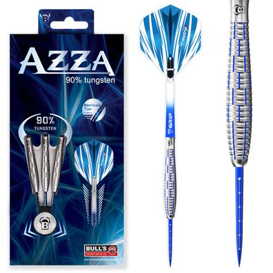 Steeldart Bull's, Azza, 90% Tungsten, 22g., Silber blau