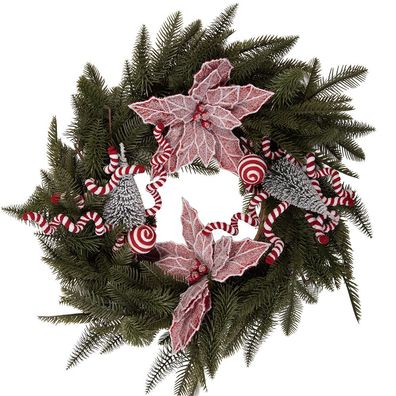 Clayre & Eef Weihnachtskranz Ø 60x20 cm Grün Kunststoff (Gr. Ø 60x20 cm)