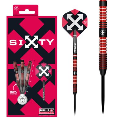 Steeldart Bull's, Sixty S1, 90% Tungsten, 21g., Rot schwarz
