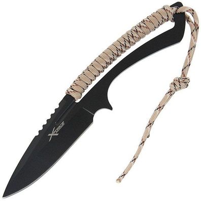 Anglo Arms Integralmesser, Outdoormesser mit Feuerstarter, schwarz