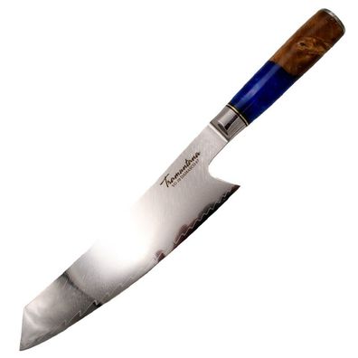 Tramuntana Küchenmesser Kiritsuke,67 Lagen Damast, G10 Stahl, Epoxidharz Wurzelholzgr