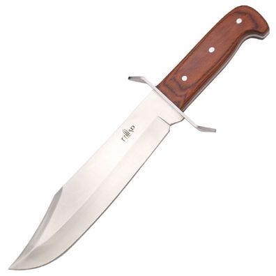 Third Jagdmesser Outdoormesser, Pakkaholzgriff, 440er Stahl, Lederscheide