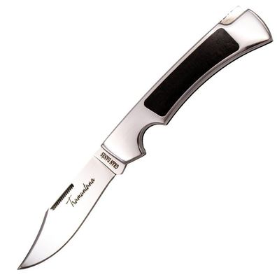 Tramuntana Taschenmesser Silber ? Metallgriff mit Ebenholzeinlage, elegantes Klappmes