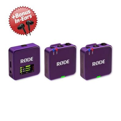 Rode Mikrofon-Funksystem Wireless GO Gen 3 Lila + Bonus In-Ear Kopfhörer