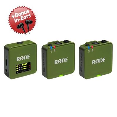 Rode Mikrofon-Funksystem Wireless GO Gen 3 Moss Khaki + Bonus In-Ear Kopfhörer