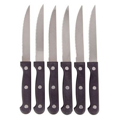 Edelstahl Steakmesser-Set 6-tlg schwarz Besteckset Brötchenmesser Messer Besteck