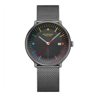 Mondaine Armbanduhr MLE.41221. SM Doppio Saphirglas, Milanaise, 41mm, schwarz