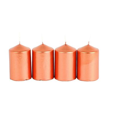 12x Stumpenkerze 4er Metallic Farbe Tischdekoration Beleuchtung Teelicht Innen
