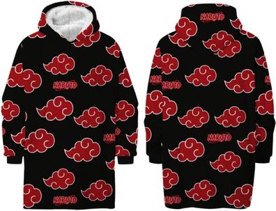 Naruto Hoodie Blanket Groß 75 × 70 cm Kuscheldecke mit Ärmeln und Kapuze Oversize