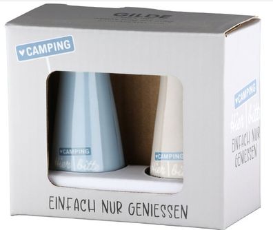 2tlg. Set, Salz-/ & Pfeffer Streuer, Campergléck aus Porzellan