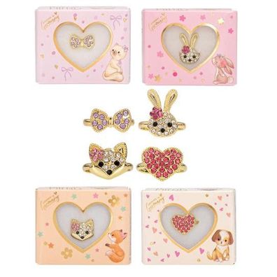 2 Stéck Princess Mimi Fingerringe mit Strass-Steinchenit