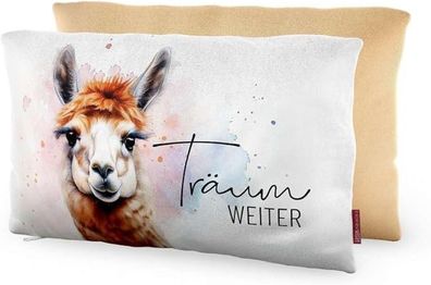 Kissen Dekokissen Kuschelkissen Geschenk Themenwelt: Tierische Freunde (weiß - Lama 3