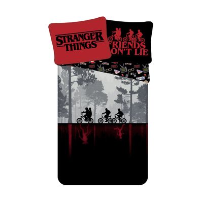 Stranger Things Bettwäsche 140x200 cm Baumwolle Schwarz Upside Down Design